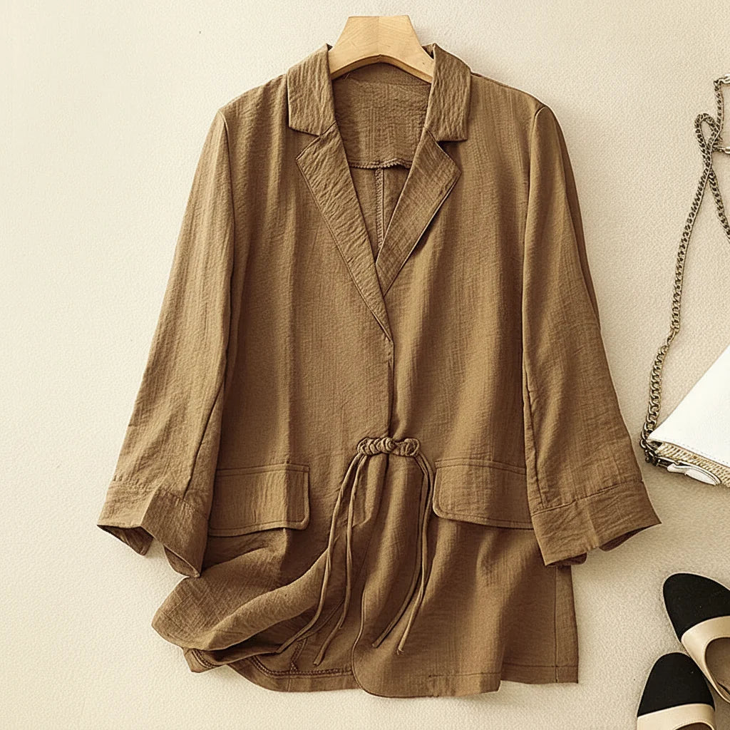 Danica Drawstring Linen Blazer