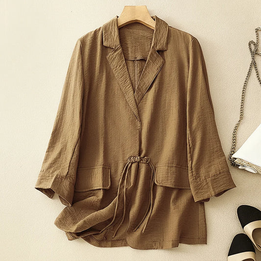 Danica Drawstring Linen Blazer