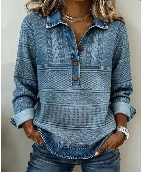 Arya Denim Trim Blouse