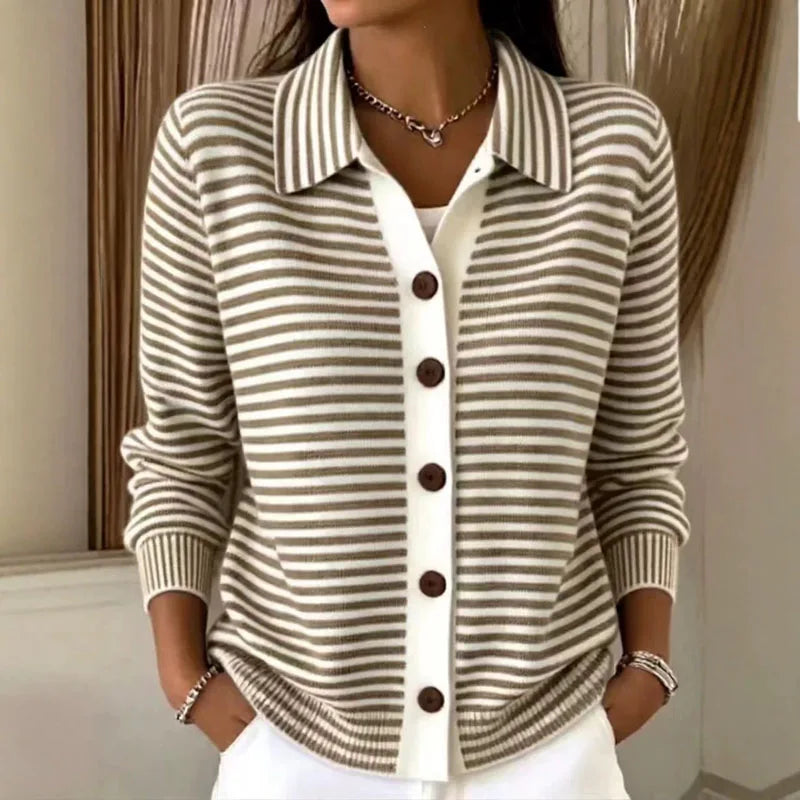 Faye Striped Knit Cardigan