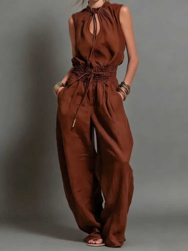Nikkie Drawstring Wide Leg Jumpsuit