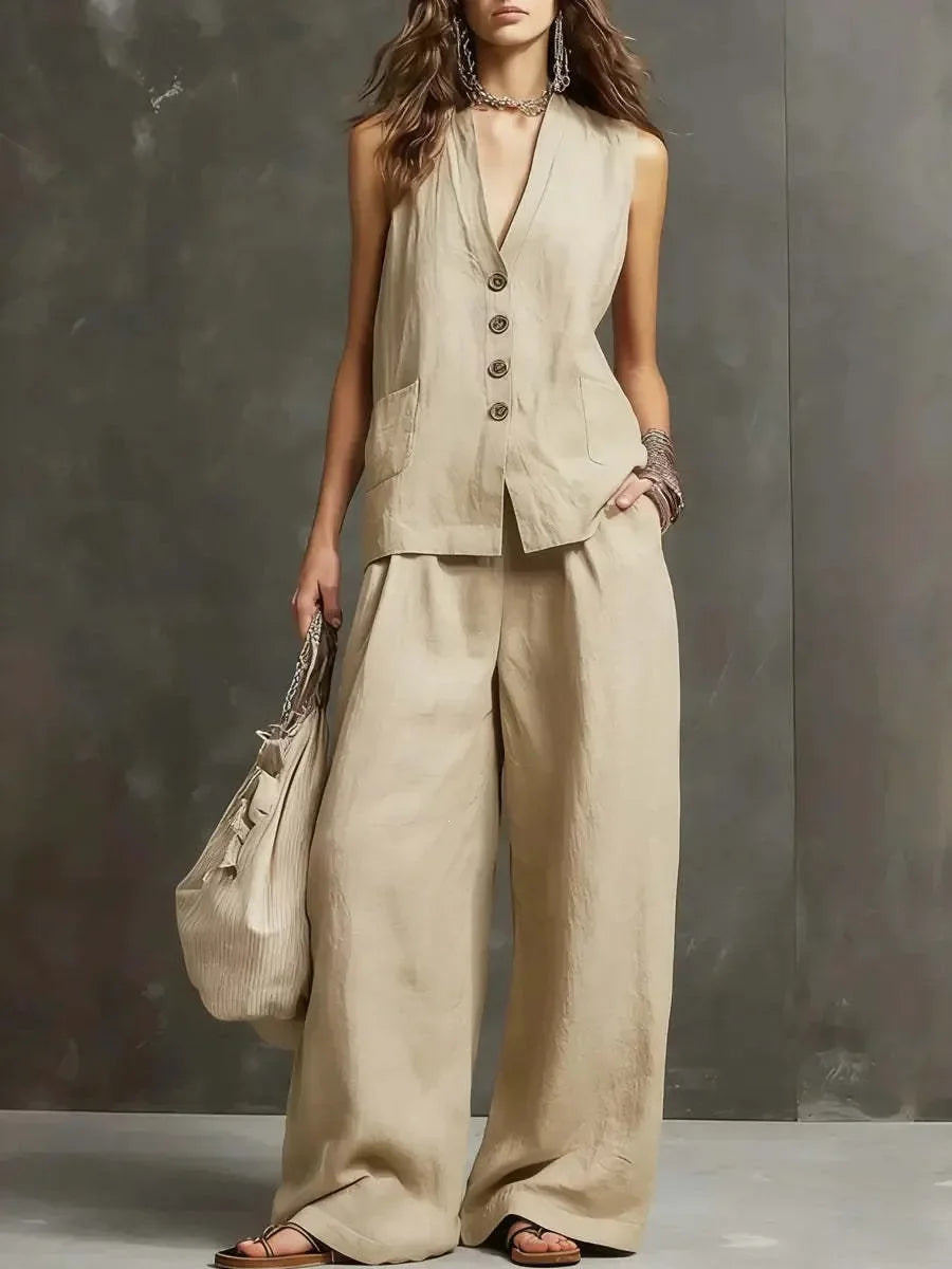 Hannah Breathable Linen Trouser Set