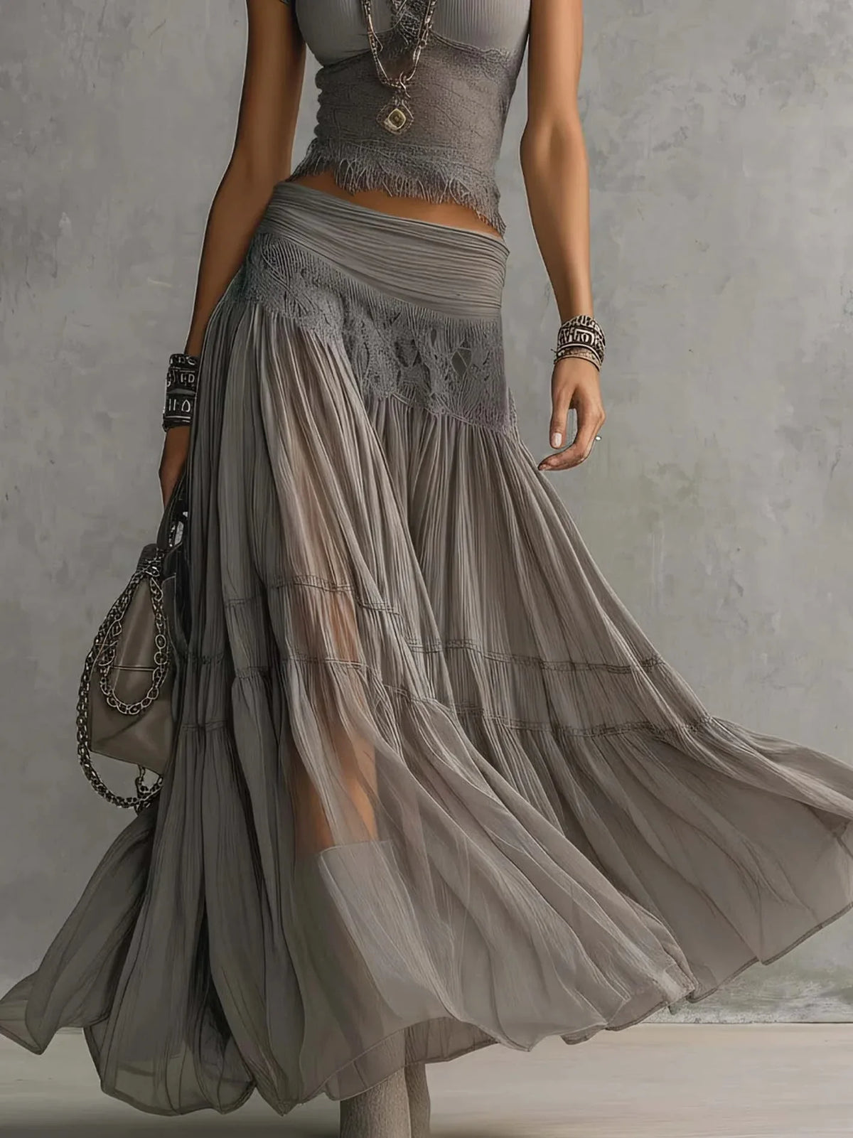 Tori Chiffon Maxi Skirt Set