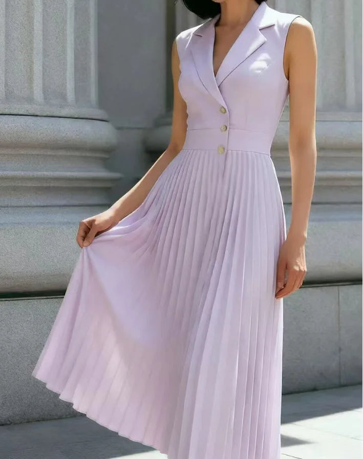 Isabella Elegant Pleated Midi Dress