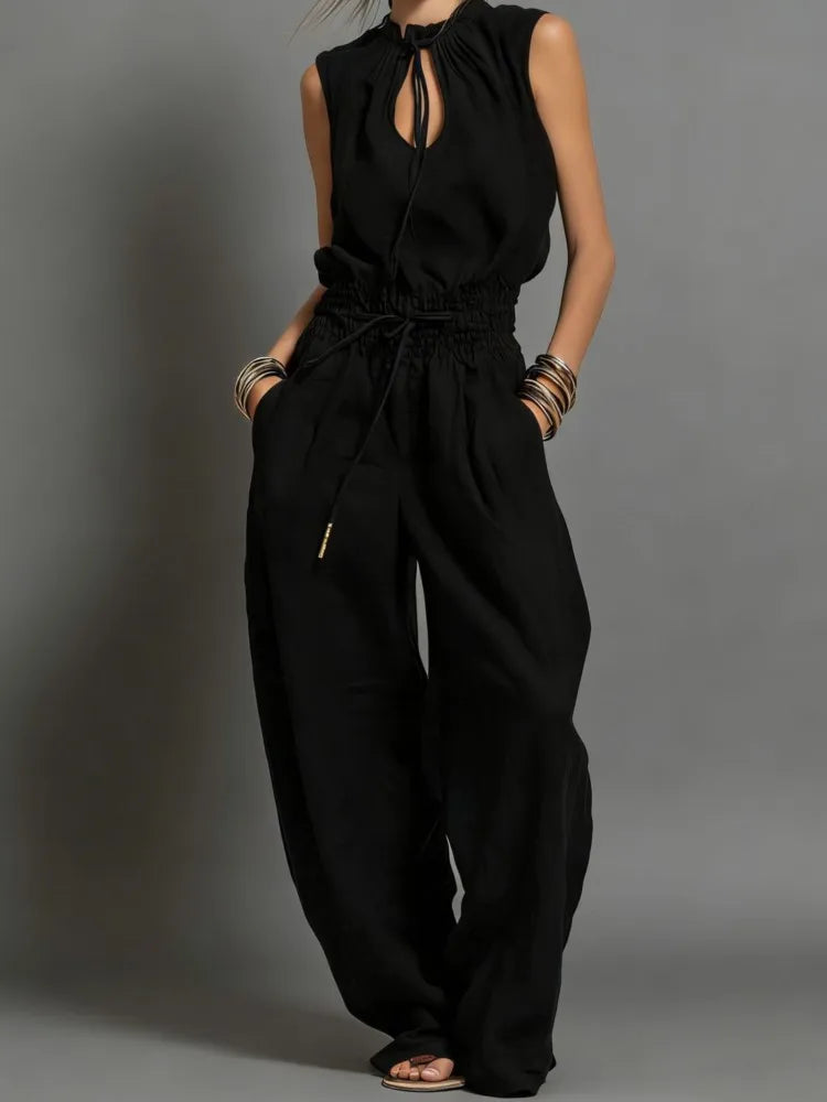 Nikkie Drawstring Wide Leg Jumpsuit