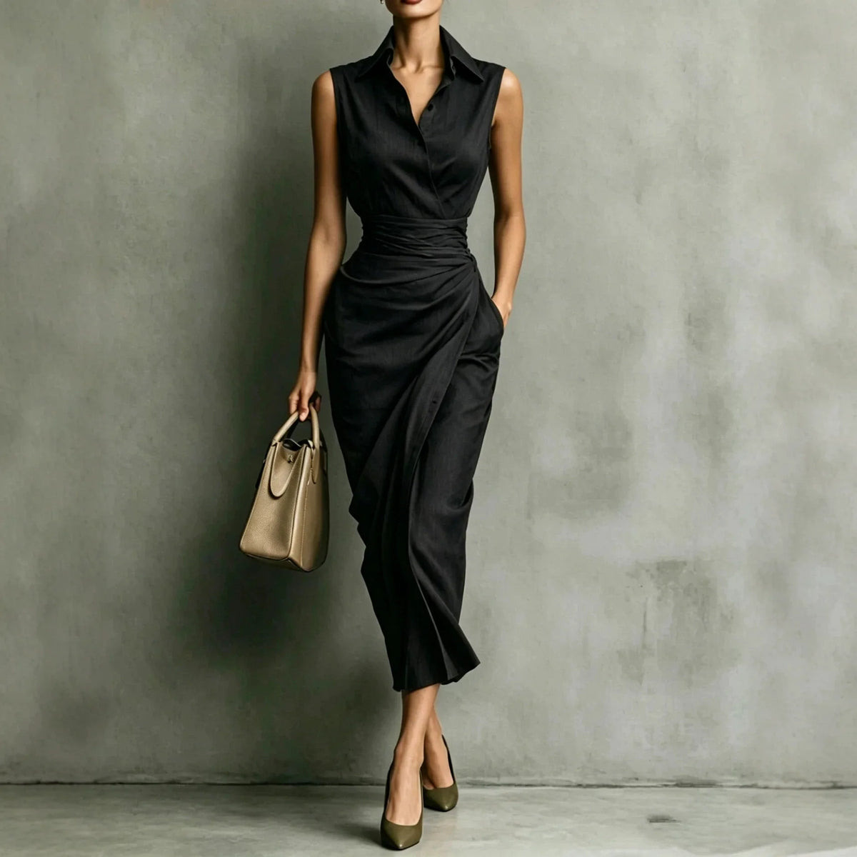 Delaney Cinched Waist Midi Dress