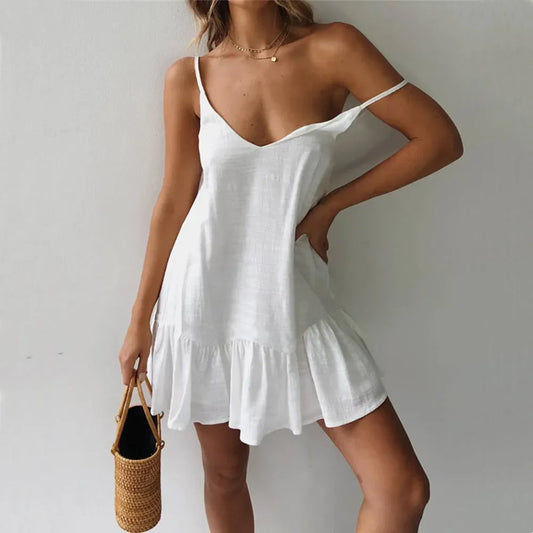 Riyana Linen Ruffle Dress