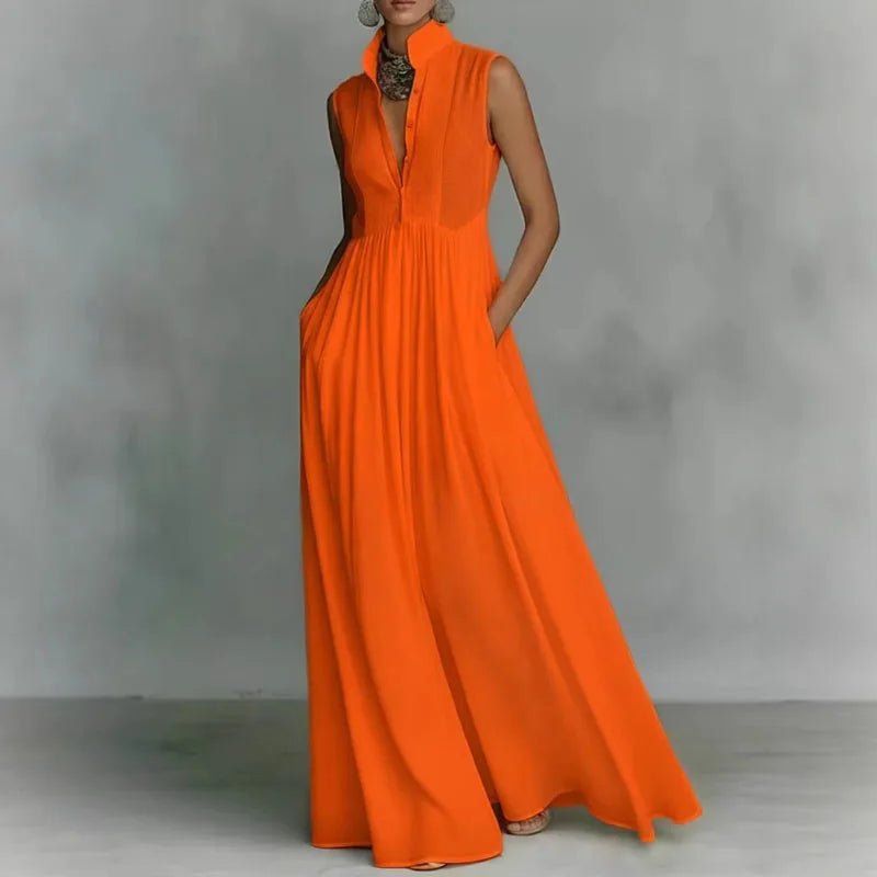 Rowella Sleeveless Ruched Maxi Dress