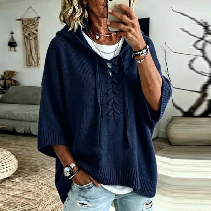 Sloane Lace Up Hooded Pullover