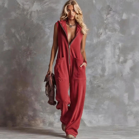 Hailey V Neck Hooded Jumpsuit
