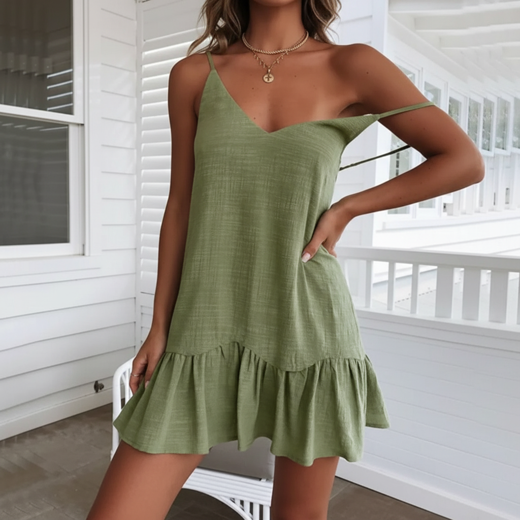 Riyana Linen Ruffle Dress