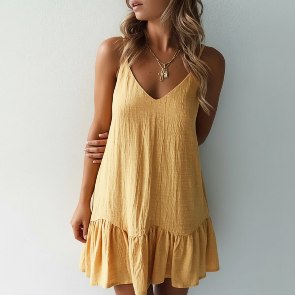 Riyana Linen Ruffle Dress