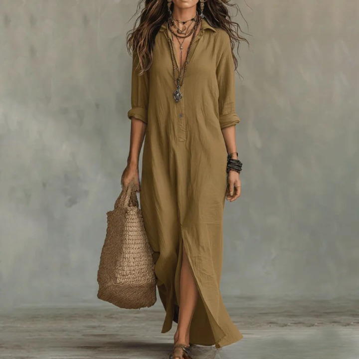 Serena Linen Long Shirt Dress