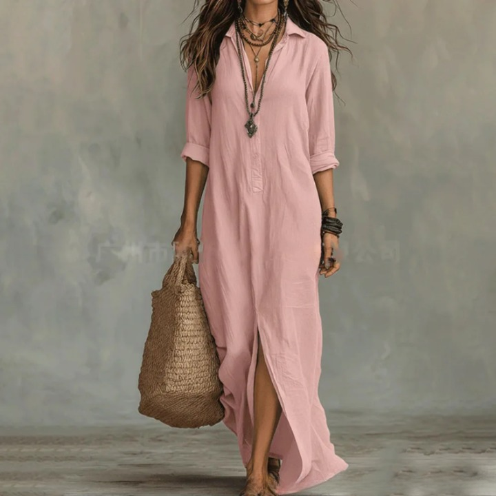 Serena Linen Long Shirt Dress