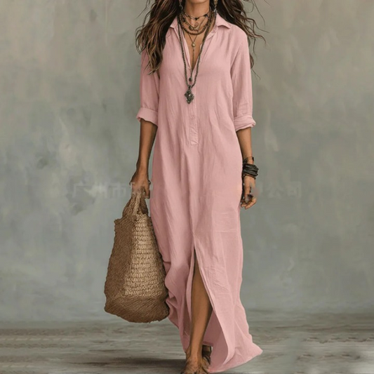 Serena Linen Long Shirt Dress