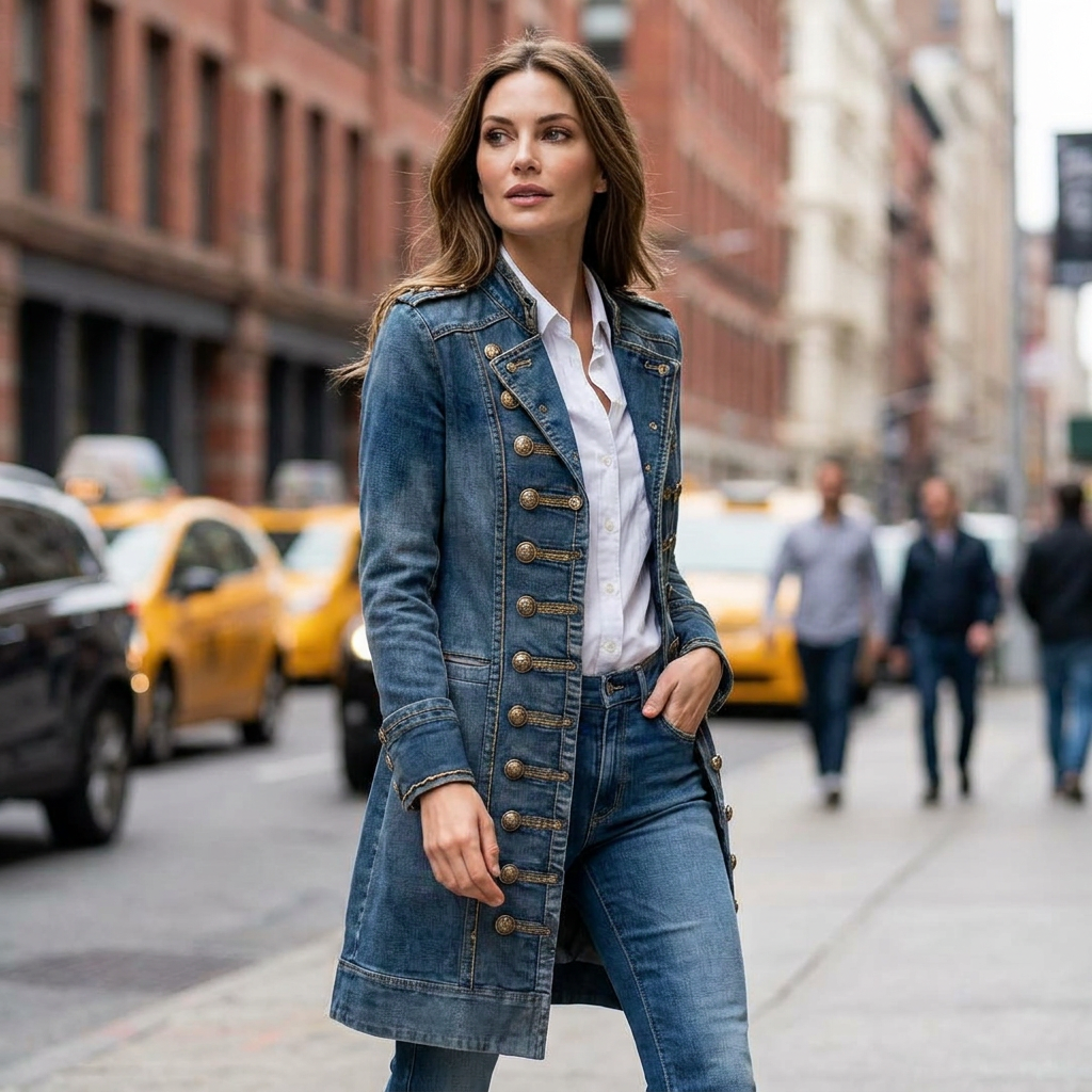 Natalie Denim Trench Coat
